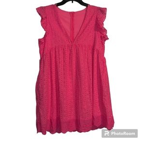 Pink size medium women’s romper with pockets